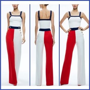 Alice and Olivia High Rise Sailor Pants Red White & Blue - Size 6